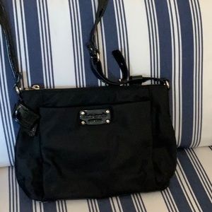 Black patent and nylon crossbody
